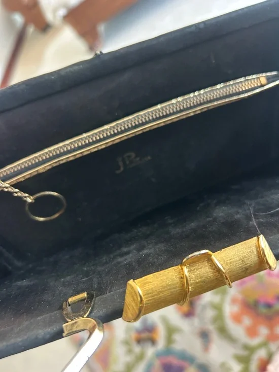 Vintage 1960s JR Florida USA Classic Black Evening Handbag with Top Handle - Picture 4 of 5